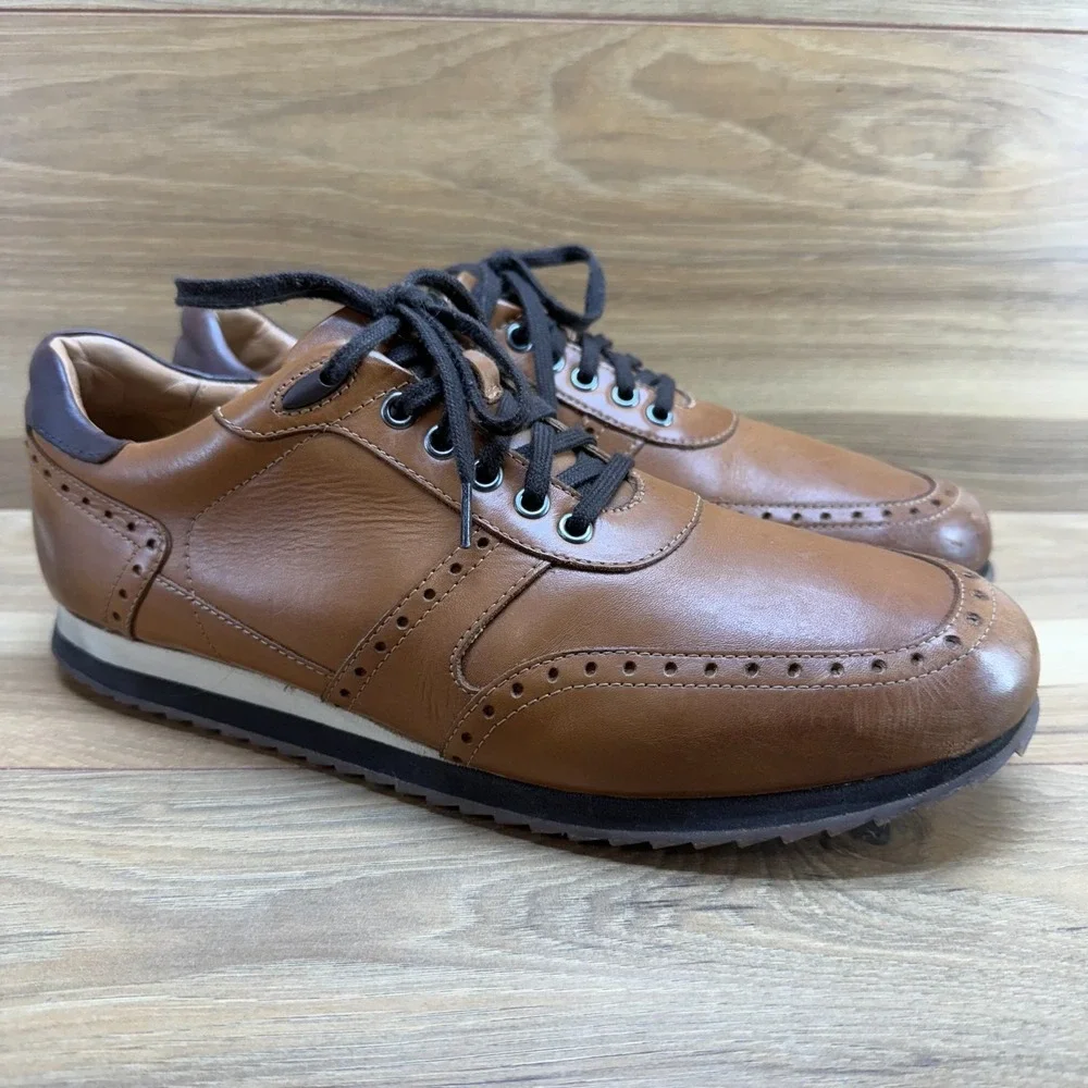 Johnston & Murphy Mens Dress‎ Sneakers 10.5 M Saddle Brown Leather